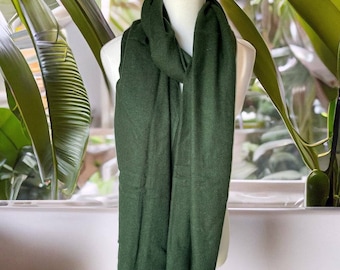 Green Cashmere Cotton Blend Scarf