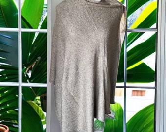 Taupe Cashmere Cotton Blend  Poncho