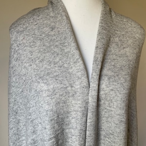 Grey Wool Silk Blend Wrap Shawl