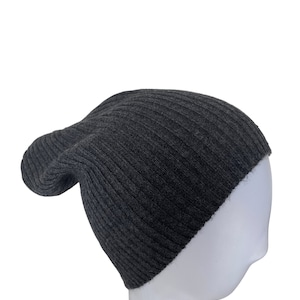 Bonnet gris anthracite en laine pashmina et coton