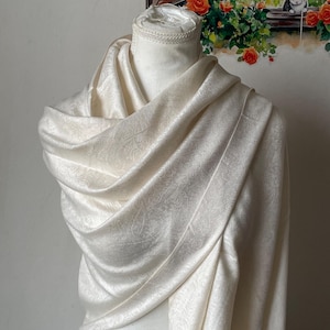 Cream Ivory Silk Pashmina Wedding Shawl Wrap