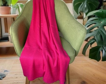Fuchsia Pashmina Silk Blanket Throw