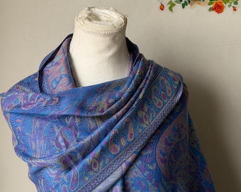Blue Pashmina Scarf Shawl Wrap