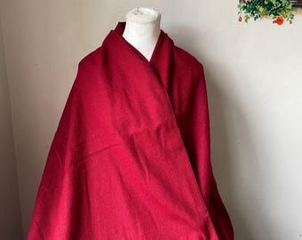 Large Red Maroon Wool Shawl for Winter Meditation