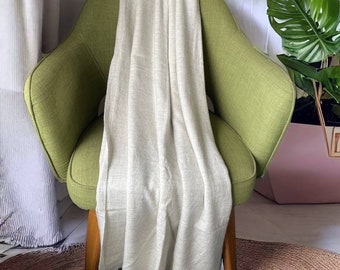 Light Grey  Pashmina Blanket Throw Off White Bed Runner