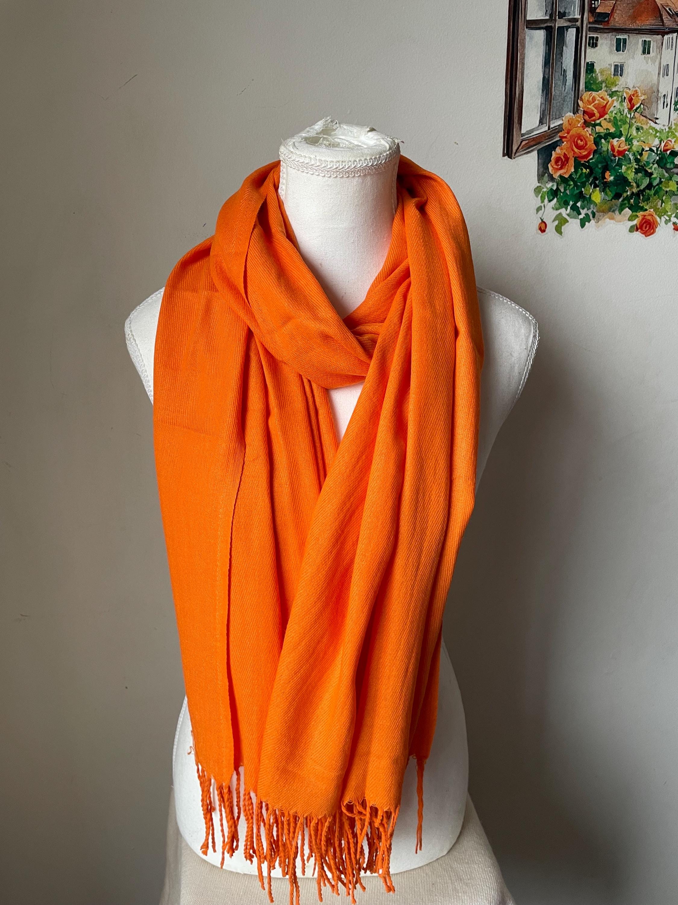 Orange Pashmina Cotton Shawl Scarf Wrap - Etsy