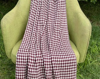 Maroon Houndstooth Pashmina Blanket Throw