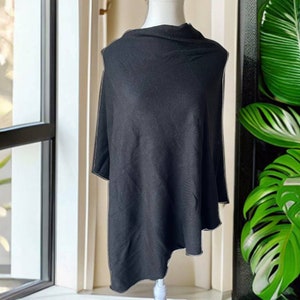 Black Pashmina Wool Poncho