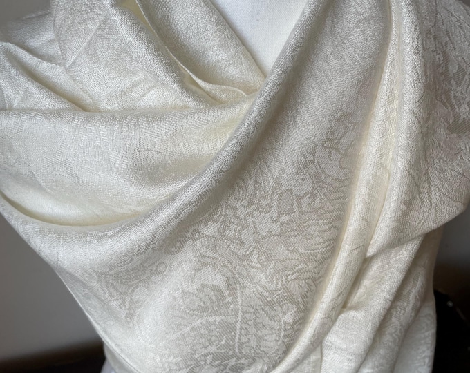 White Silk Pashmina Scarf
