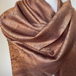 Écharpe en soie pashmina marron