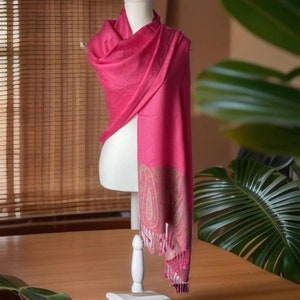 Hot Pink Silk Pashmina Scarf
