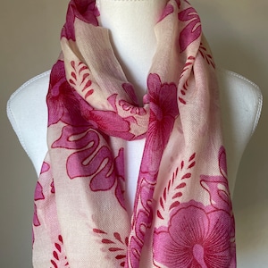 100% Merino Wool Scarf | Floral Printed Scarf Stole