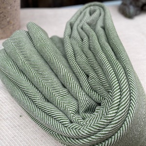 Green Herringbone Pashmina Blanket Throw