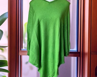 Green Cashmere Cotton Poncho