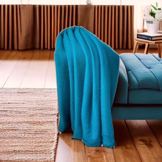 Teal cashmere throw deals