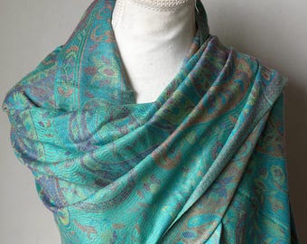 Green Multicolor Pashmina Scarf Shawl