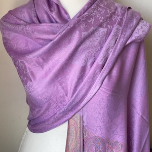 Lavender Purple Silk Pashmina Scarf Multicolor shawl