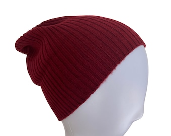 Maroon Pashmina Wool Cotton Beanie