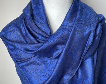 Royal Blue  Silk Pashmina Scarf Multicolor shawl