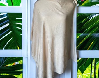 Cream Cashmere Cotton Blend Poncho