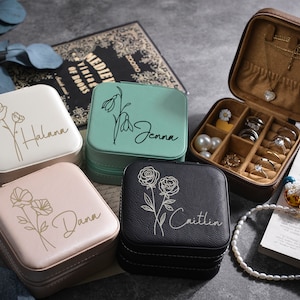 Engraved Jewelry BoxLeather Jewelry Travel CaseBridesmaid image 2