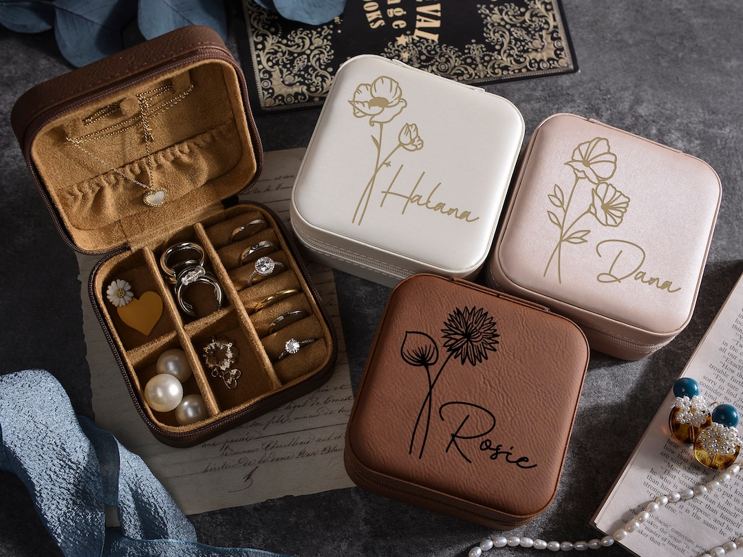 Engraved Jewelry Boxleather Jewelry Travel Casebridesmaid Etsy