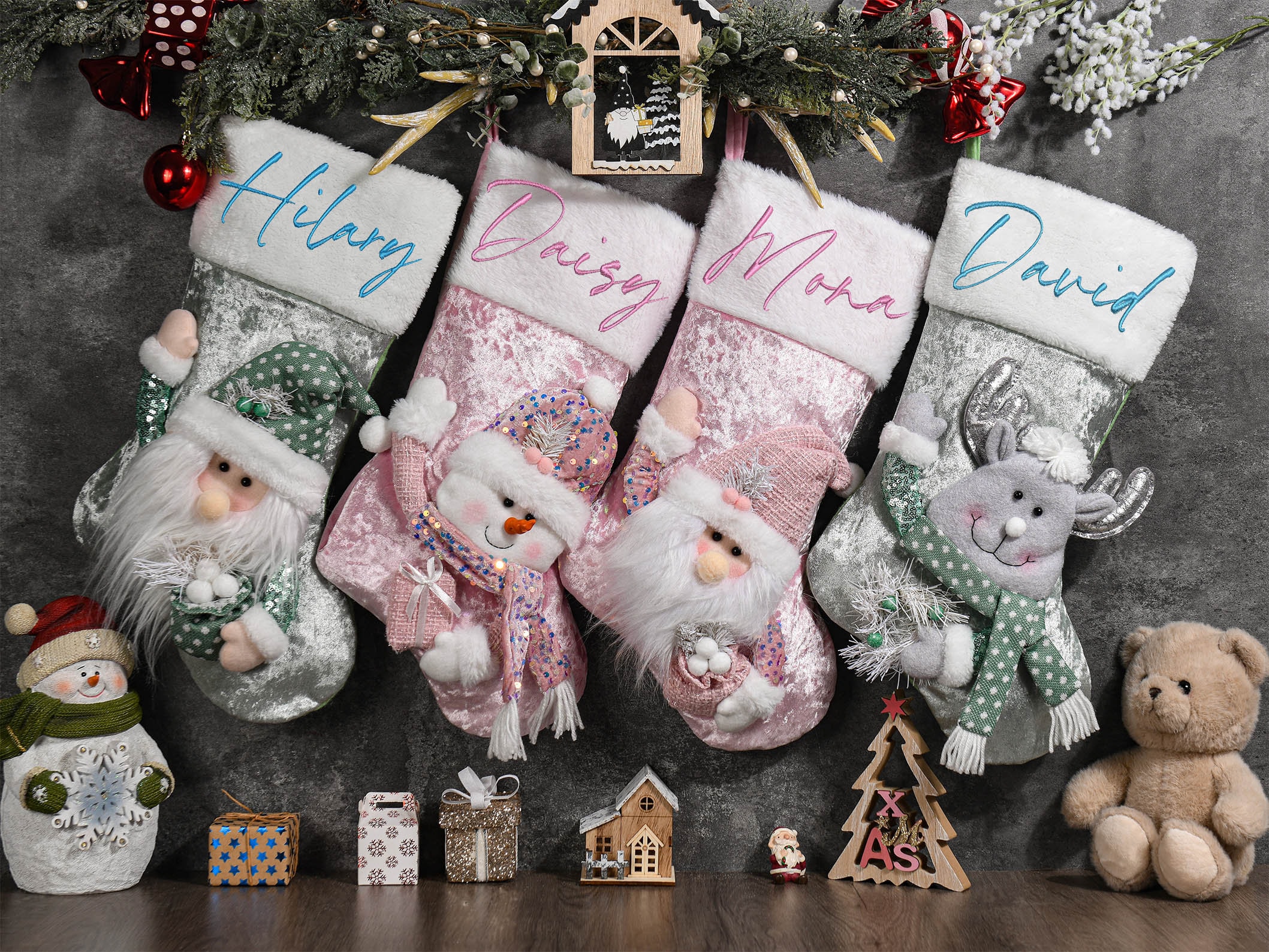 Custom Family Christmas Stockings, 3D Christmas Stockings, Christmas Stockings, Personalized Family Name Stockings, Christmas Gifts