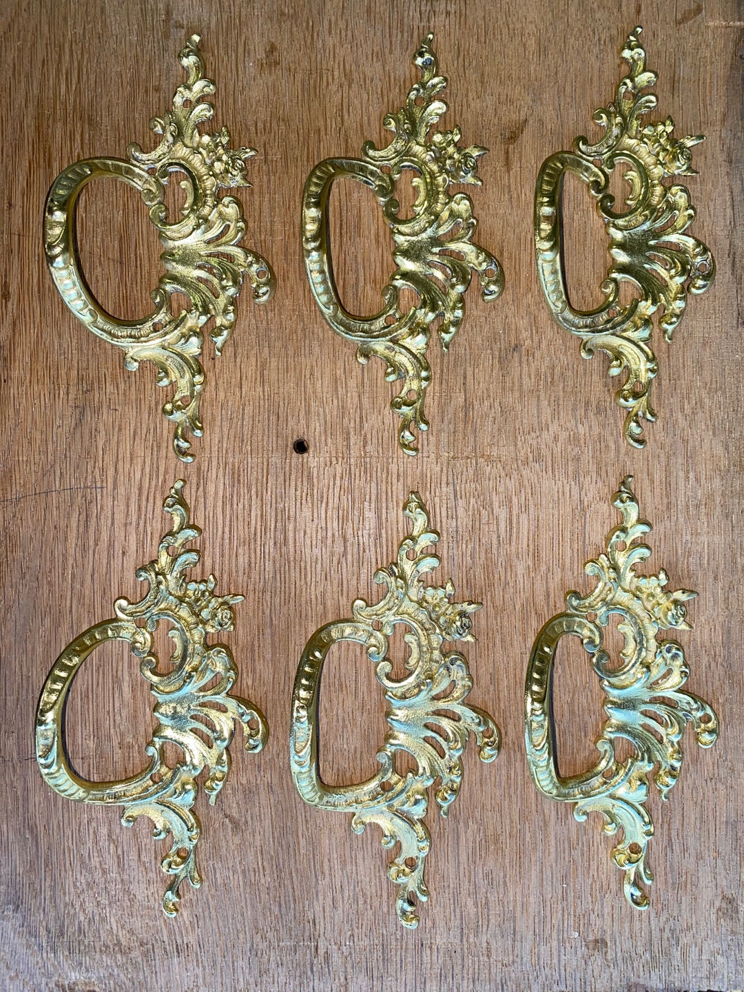 French Antique Solid Brass Provincial Dresser Pulls Etsy