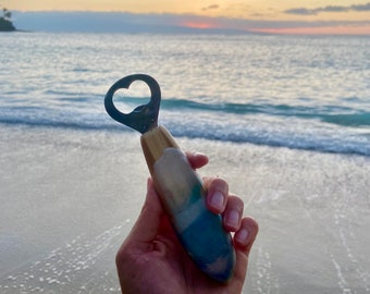 Ouvre-bouteille en résine Ocean, fait à la main