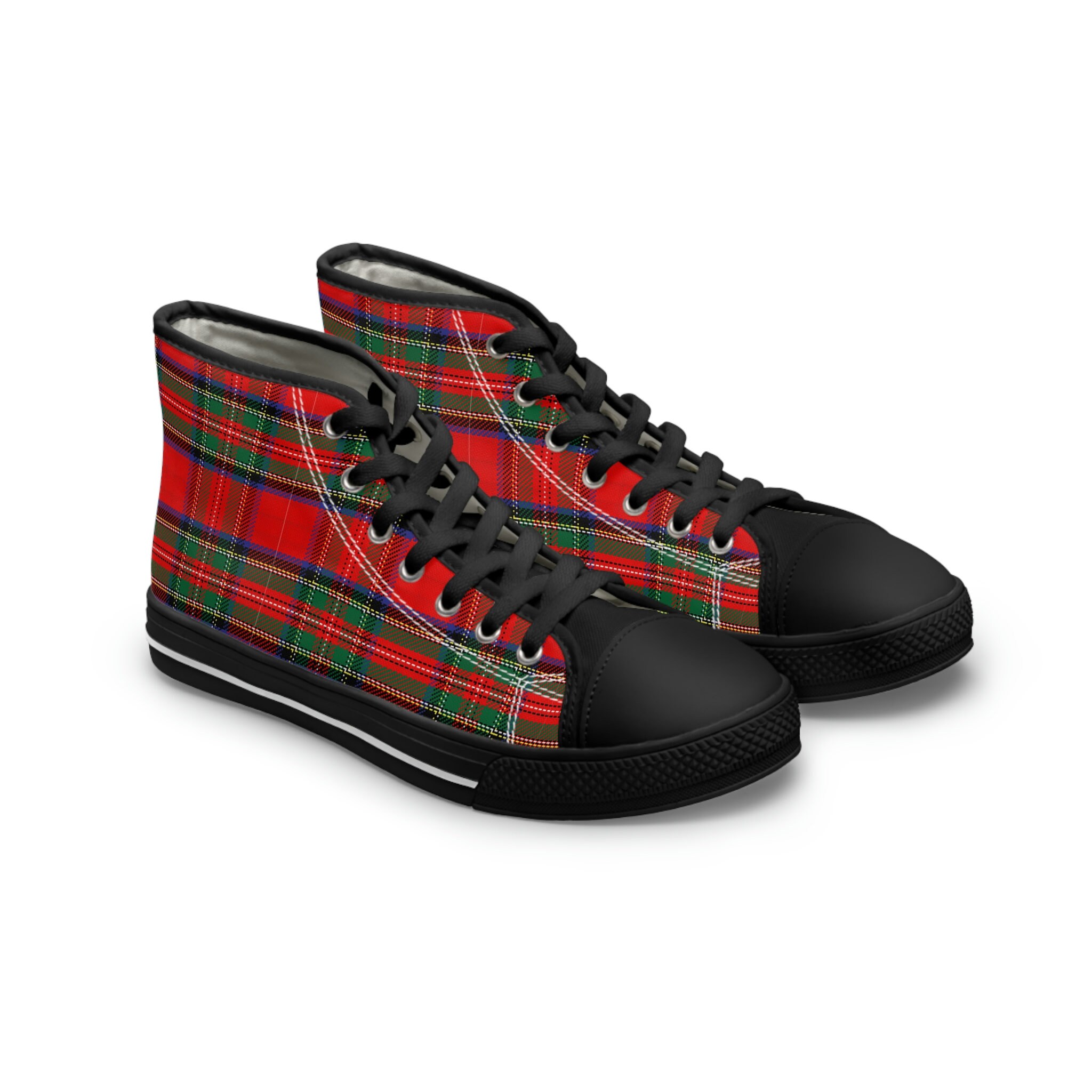 Red and black plaid best sale converse
