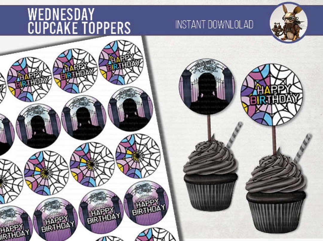 Wednesday Addams Cupcake Toppers Nevermore Gothic Addams Etsy Canada