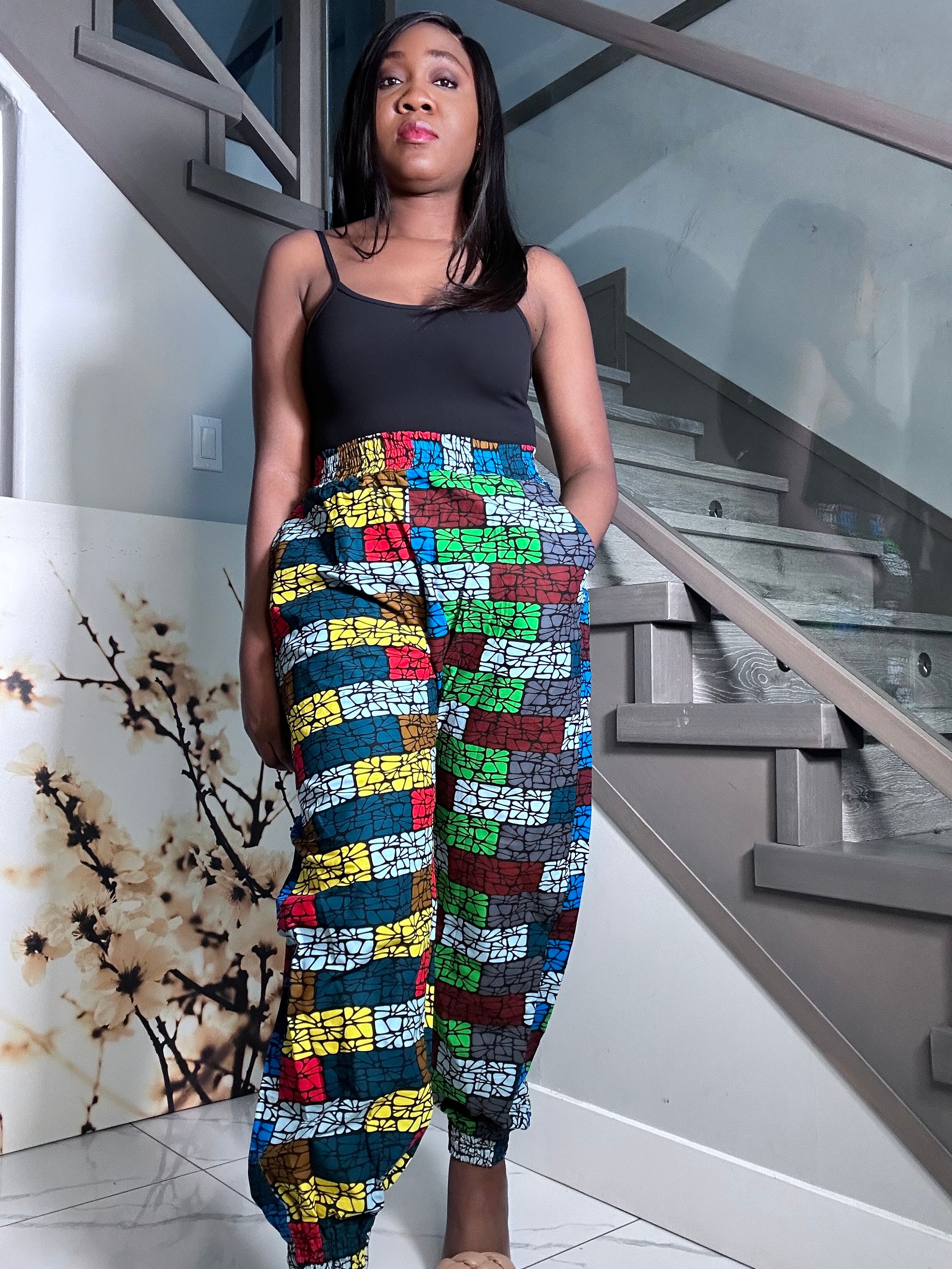 African Ankara Print Joggers: Elastic Waist Cotton Lounge
