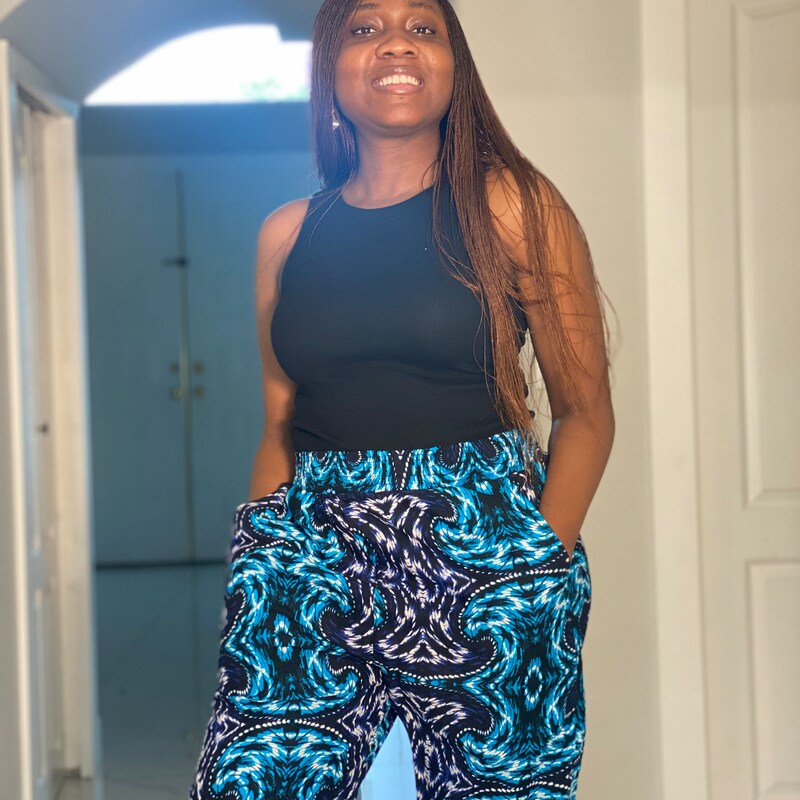 Black and Purple XO Wide Leg Ankara Pants main image 1