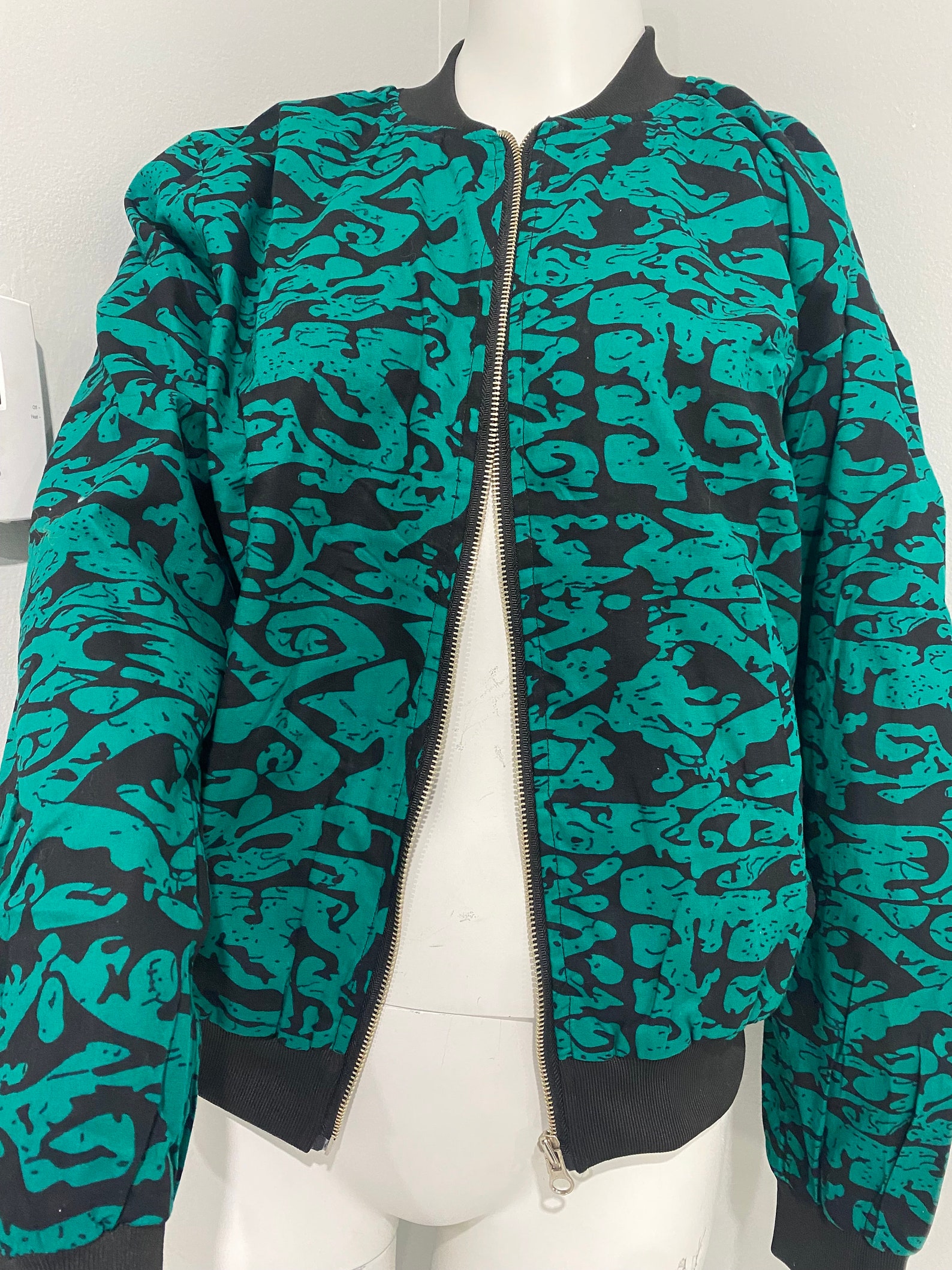 DUMISA Ankara Goldloom Bold African Print UNISEX Adult Bomber Jacket Only