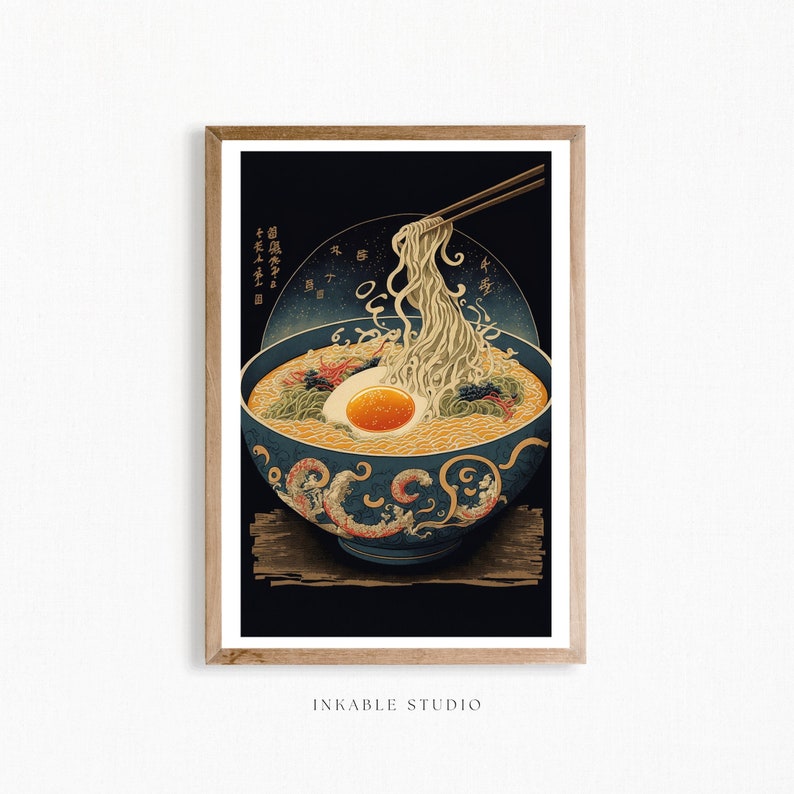 Japanese Ramen Bowl Printable Wall Art Print Vintage Painting Etsy