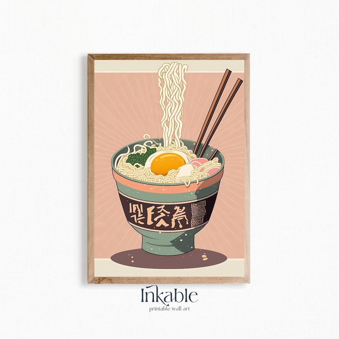 Vintage Japanese Ramen Print Illustration PRINTABLE Wall Art Etsy