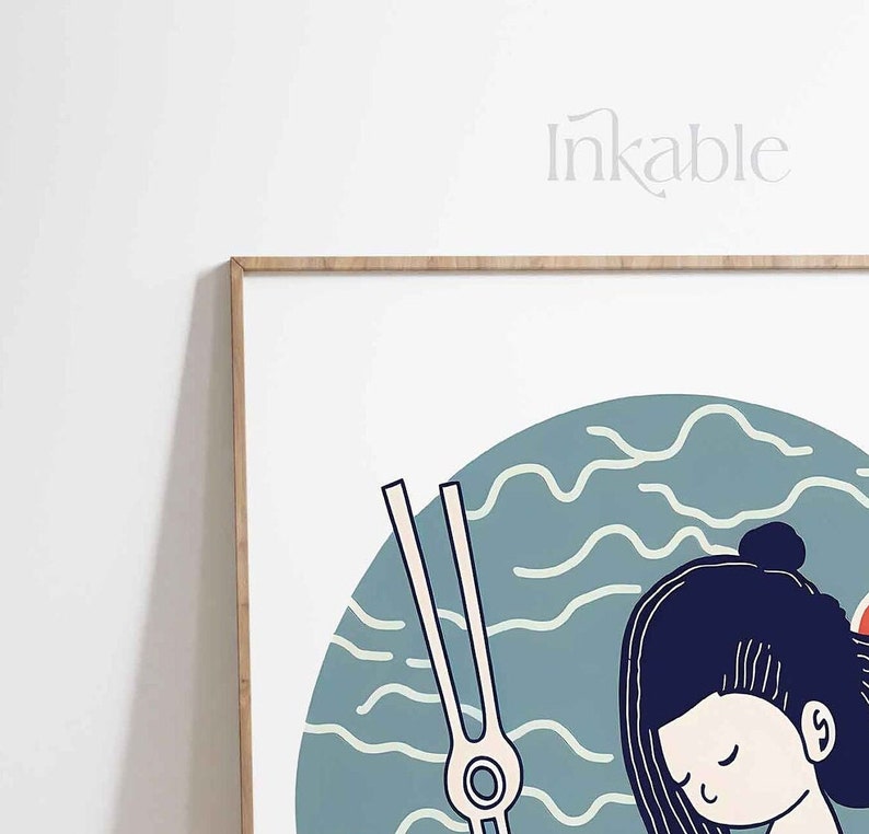 Japanese Ramen Noodles Girl PRINTABLE ART PRINT, The Ramen Poster Vintage Gallery Collection By Inkable, Ukiyo-e Japanese Wall Art 31 image 8