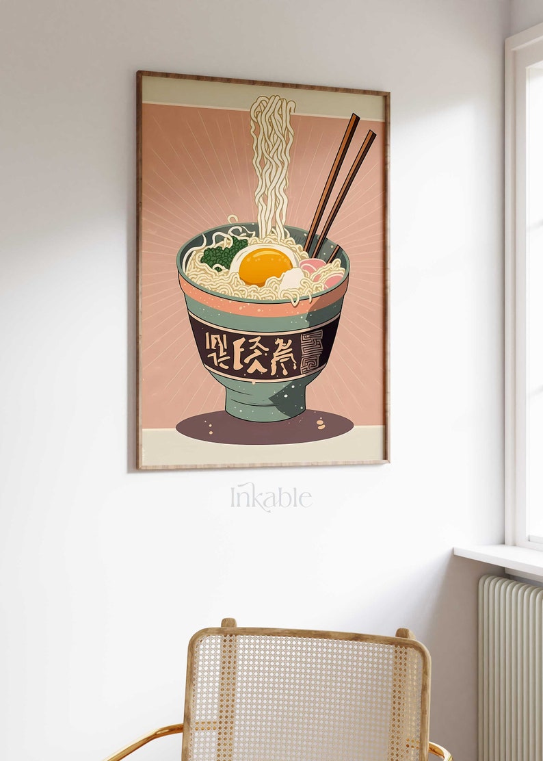 Vintage Japanese Ramen Print Illustration PRINTABLE Wall Art Etsy