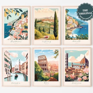 Italy Prints Set of 6 PRINTABLE Wall Art | Positano Amalfi Venice Rome Tuscany & Florence Digital Prints, Gallery Wall Art INSTANT DOWNLOAD