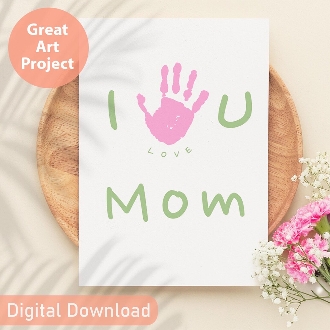 I Love You Mom Handprint Craft Art ｜mother's Day Gift｜ Lovely Art for ...