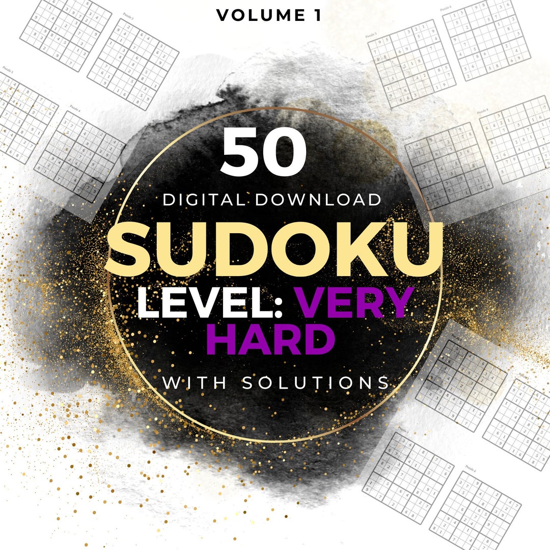50 Printable VERY HARD 9x9 Sudoku Puzzles Sudoku Puzzles Etsy