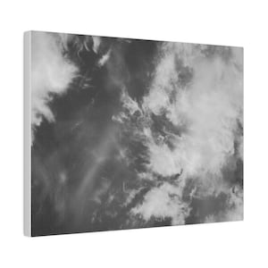 Black and White Cloud Photography on Matte Canvas for Wall Decor