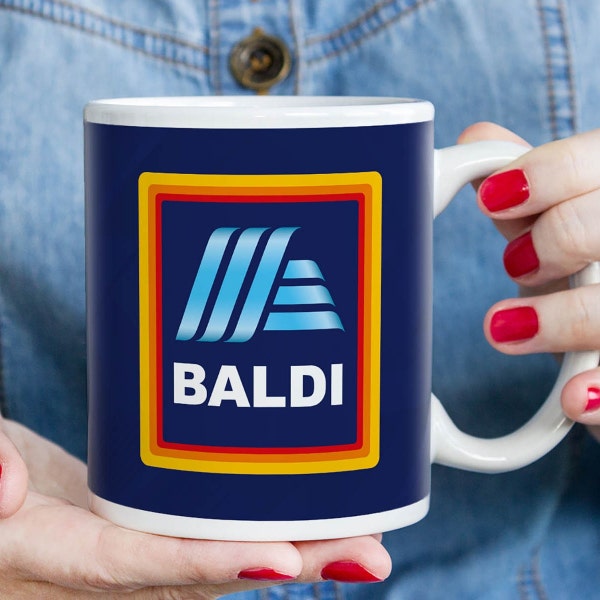 Funny Baldy Mug - Baldi in the style of the Aldi logo - Funny novelty gift for him