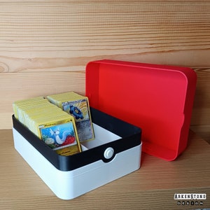 Boite de rangement 3D 15x20cm 2 rangées pour cartes Pokémon (environ 1000) thème de Pokeball accessoire de bureau Design geek Pikachu