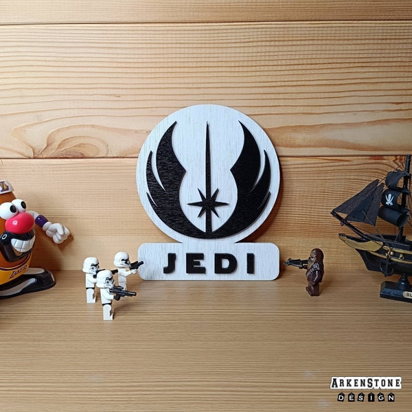 Décoration porte bois 18x15cm Effet 3D logo Jedi Star wars chevalier Jedi