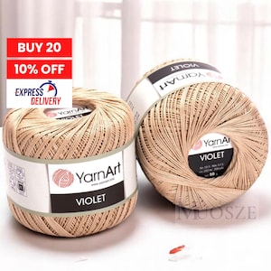 Yarnart Violet, Mercerized Lace Yarn, Mercerized Cotton Yarn, Fingering Yarn, Summer Yarn, Accessory Thread, Yarn for Ornament,Lace Knitting