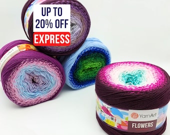 Yarnart Flowers: Multicolor Cotton Blend Cake Yarn for Summer Knitting, Crocheting & DIY Projects