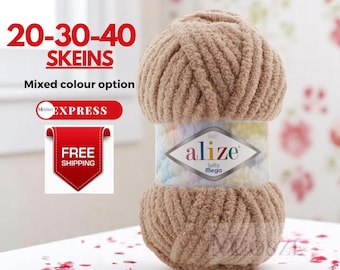 Alize Softy Mega, Velvet Yarn, Chenille Yarn, Amigurumi Yarn , Jumbo Yarn, Soft Yarn, Knitting Yarn, Baby Blanket Yarn, 20-30-40 SKEINS
