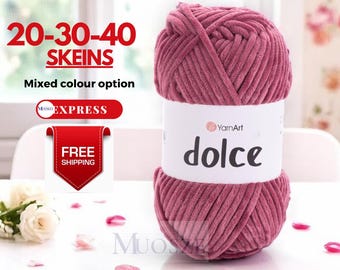 Yarnart Dolce, Velvet Yarn, Chenille Yarn, Knitting Yarn, Crocheting, Super Bulky Yarn, Amigurumi Yarn, Baby Blanket Yarn, 20-30-40 SKEINS