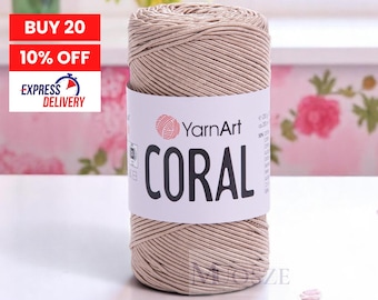 Yarnart Coral Satin Textured Polyester Yarn, Accessory Knitting Yarn, Macrame Rope, Bag Yarn, Belt Yarn, Hat Yarn, Decorative Accessory Yarn